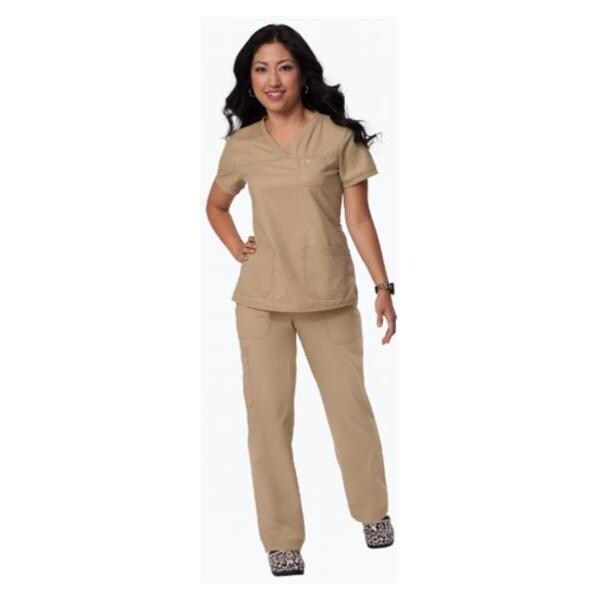 Koi by Kathy Peterson Shirt Scrub 247 Nicole Womens Small Camel Each - 247-07-S