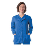 ScrubZone (R) by Landau Jacket Warm-Up 65% Polyester / 35% Cotton Uniforms Womens Ceil Blue XL 4Pckt Each - 75221BCPXL