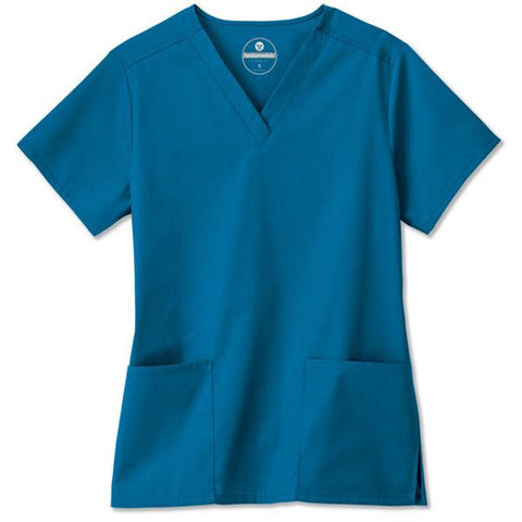 White Swan Uniform, Inc. Shirt Scrub Fundamentals Womens Medium Caribbean Blue Each - 14700-080-M
