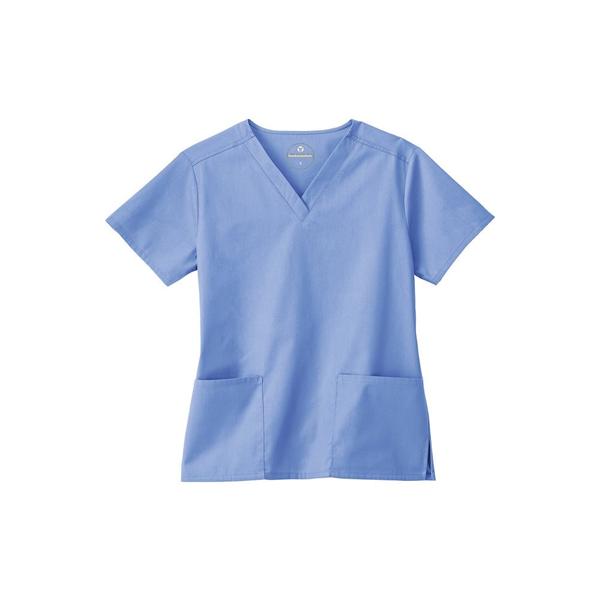 White Swan Uniform, Inc. Shirt Scrub Fundamentals Womens Small Steel Blue Each - 14700-046-S