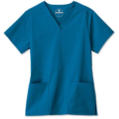 White Swan Uniform, Inc. Shirt Scrub Fundamentals Womens Large Caribbean Blue Each - 14700-080-L