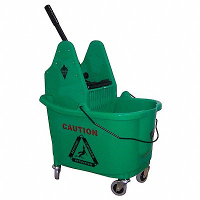 Green Plastic Mop Bucket and Wringer 8-3/4 gal.