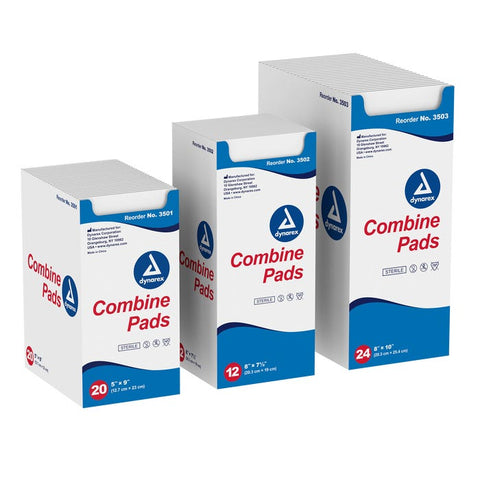 Dynarex Combine Pads - Sterile & Non-Sterile 8'' * 7.5'' case of 20 per box Quantity 12