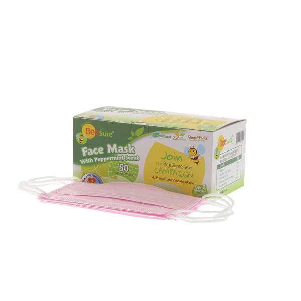EcoBee Mask BeeSure ASTM Level 2 Pink Peppermint 50/Bx - BE2200P