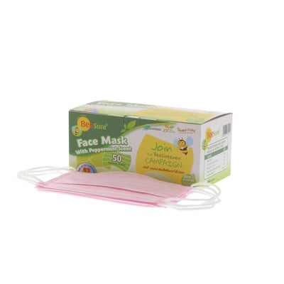 EcoBee Mask BeeSure ASTM Level 2 Pink Peppermint 50/Bx - BE2200P