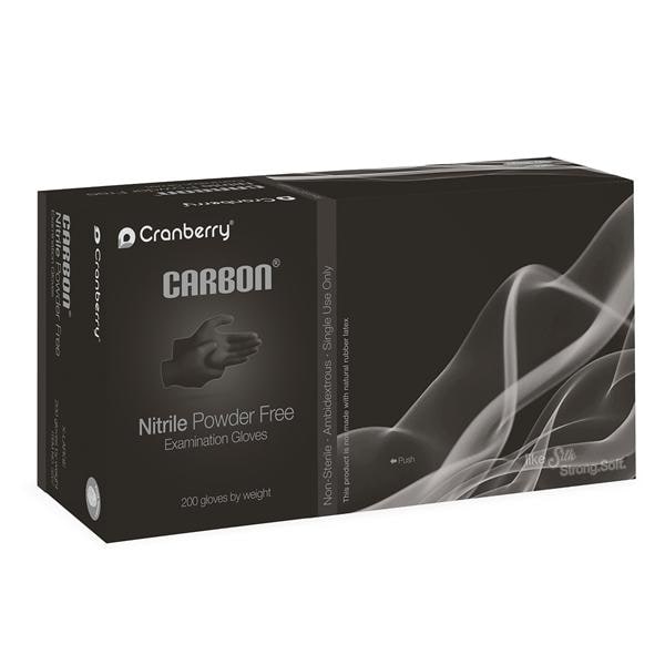 Cranberry USA, Inc Gloves Exam Carbon Powder-Free Nitrile Latex-Free X-Small Black 200/Bx, 10 BX/CA - CR3235