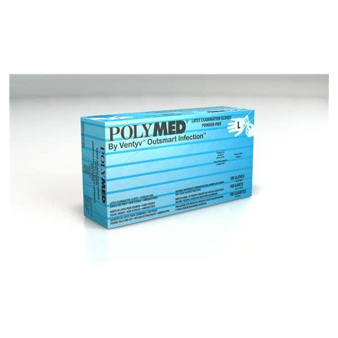 Ventyv Gloves Exam Polymed Powder-Free Latex X-Large White 90/Bx, 10 BX/CA - PM105