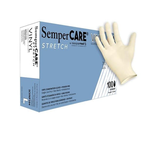 Sempermed USA, Inc Gloves Exam Sempercare Powder-Free Vinyl Latex-Free Medium Cream 100/Bx, 10 BX/CA - SCVNP103