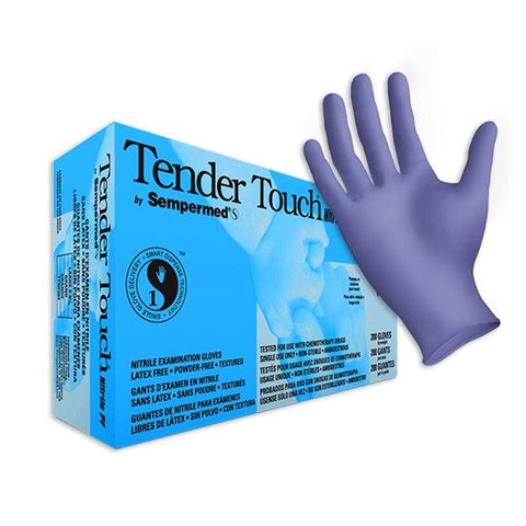 Sempermed USA, Inc Gloves Exam SemperCare Tender Touch PF Nitrile LF 9.5 in Sm Violet Blue 200/Bx, 10 BX/CA - TTNF202