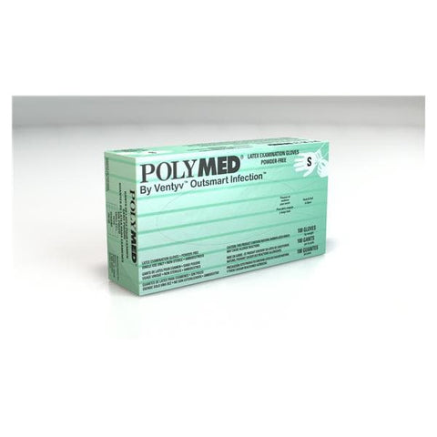 Ventyv Gloves Exam Polymed Powder-Free Latex Medium White 100/Bx, 10 BX/CA - PM103
