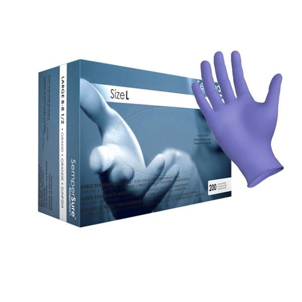 Sempermed USA, Inc Gloves Exam SemperSure Powder-Free Nitrile Latex-Free X-Large Cobalt Blue 180/Bx, 10 BX/CA - SUNF205