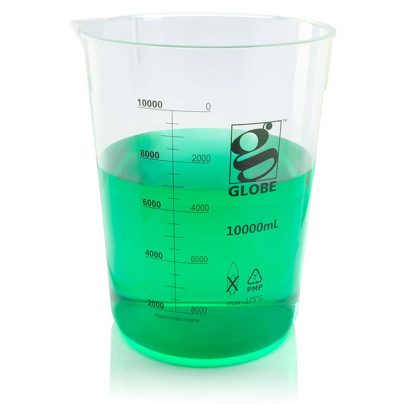 Globe Scientific 10,000mL Beaker, Diamond Essentials, Griffin Style, Low Form, Printed Graduations, PMP