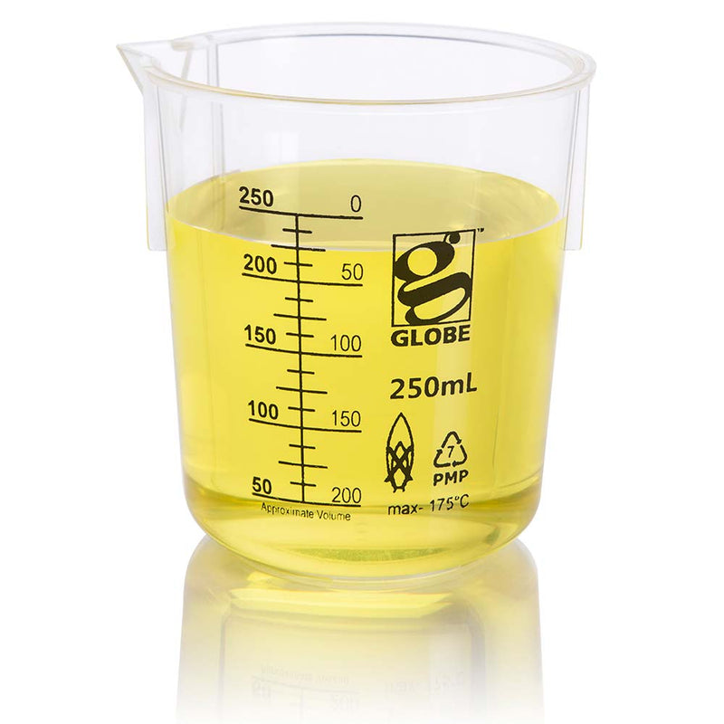 Globe Scientific 250mL Beaker, Diamond Essentials, Griffin Style, Low Form, Printed Graduations, PMP