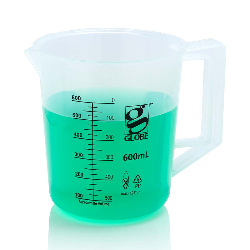 Globe Scientific Beaker with Handle, Diamond Essentials, Low Form, Printed Graduations, PP