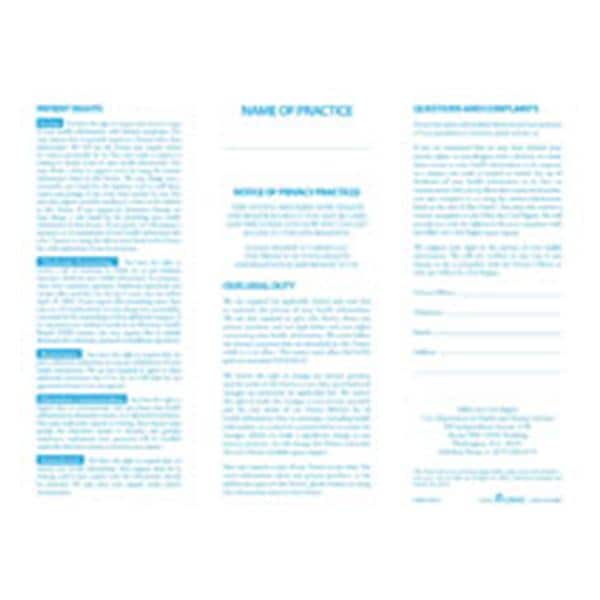 Office Supplies & Practice Mkt Brochure Educational HIPAA English 100/Pk, 10 PK/CA - 76