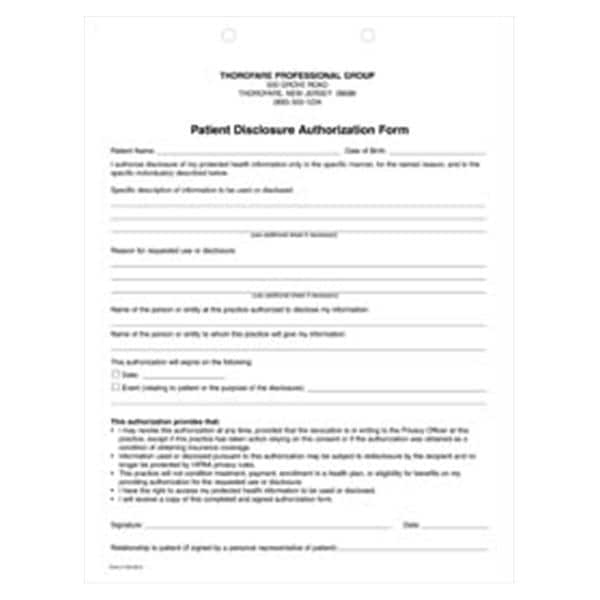 Office Supplies & Practice Mkt Form HIPAA HIPAA Patient Disclosure 2 Part 50/Pk - DIS100-2