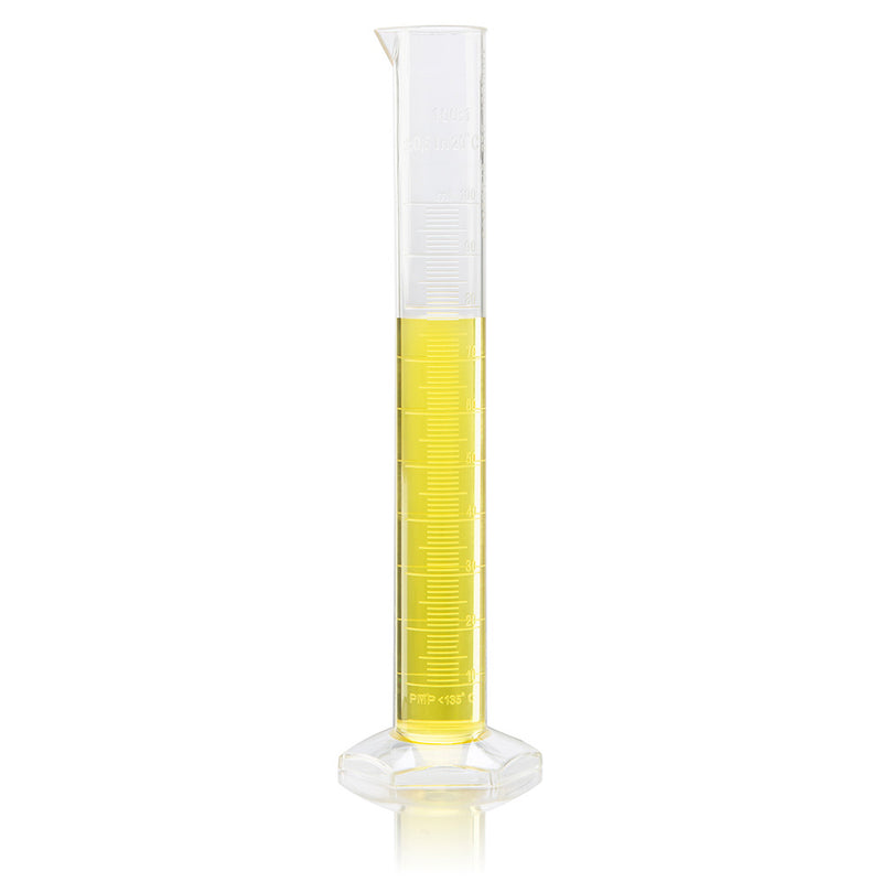 Globe Scientific 100mL and 250mL Cylinder, Measuring, Diamond Essentials, Class B, PMP, Molded Graduations, tall form