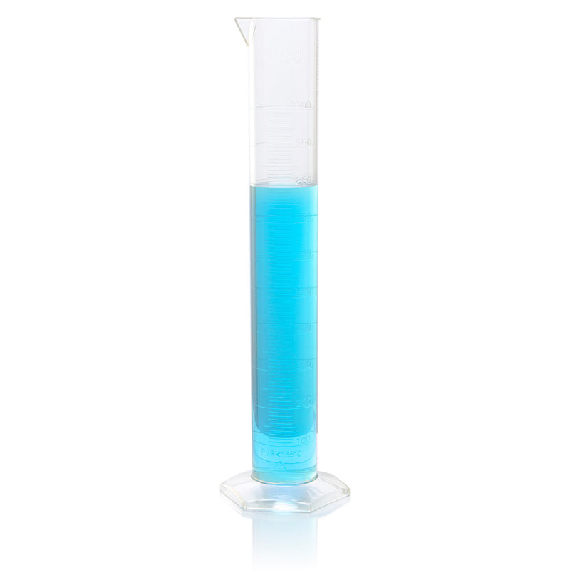 Globe Scientific 1000mL Cylinder, Measuring, Diamond Essentials, Class B, PMP, Molded Graduations, tall form