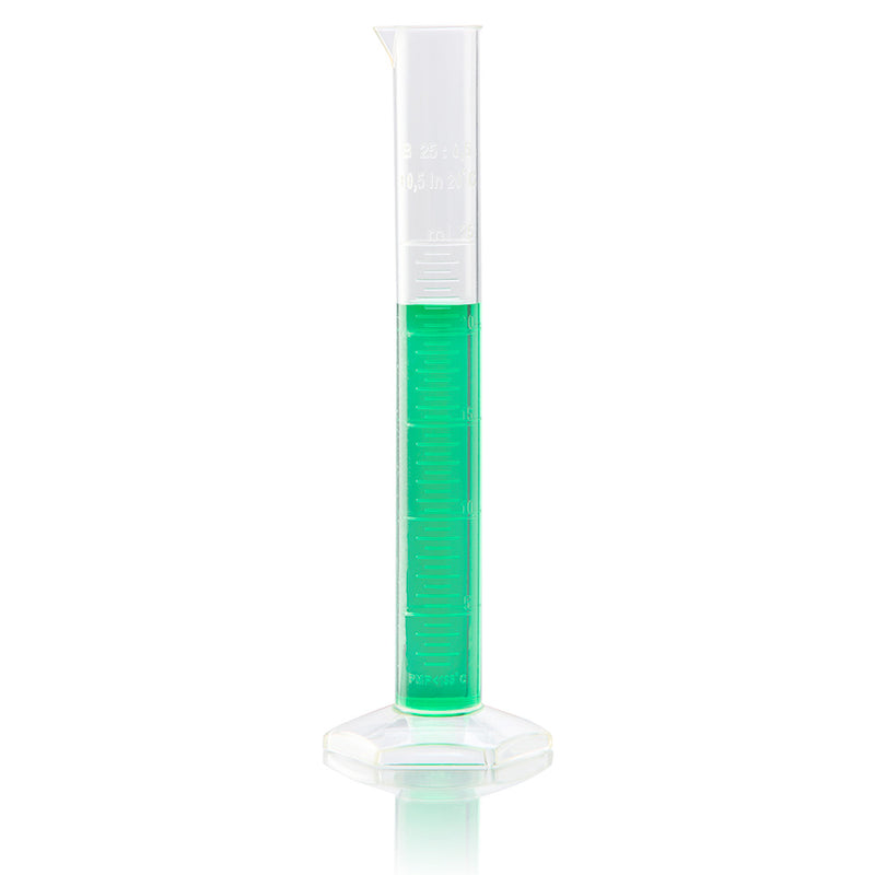 Globe Scientific 25mL and 50mL Cylinder, Measuring, Diamond Essentials, Class B, PMP, Molded Graduations, tall form