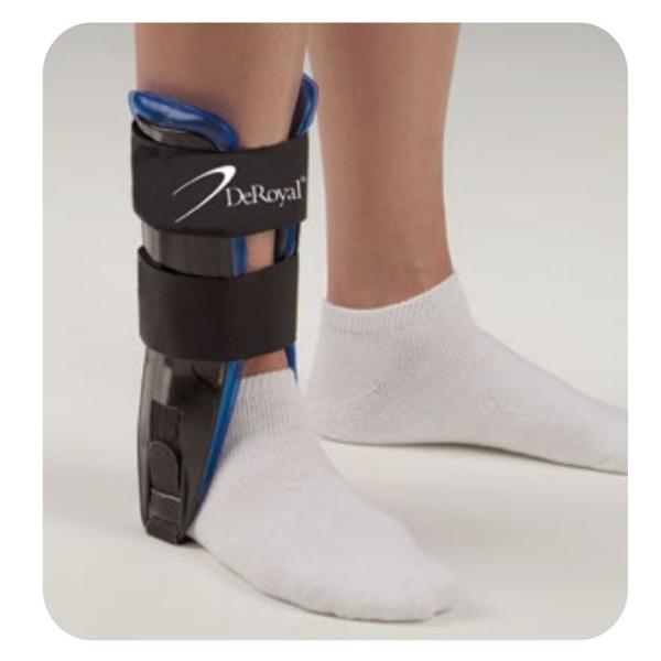 Deroyal Industries Inc Stirrup Brace Ankle Polyurethane Black/Blue Size Small 8.5" Universal Each - AB2351-00