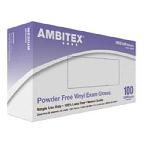 Tradex International, Inc Gloves Exam Ambitex Powder-Free Vinyl Latex-Free Medium Clear 100/Bx, 10 BX/CA - VMD200