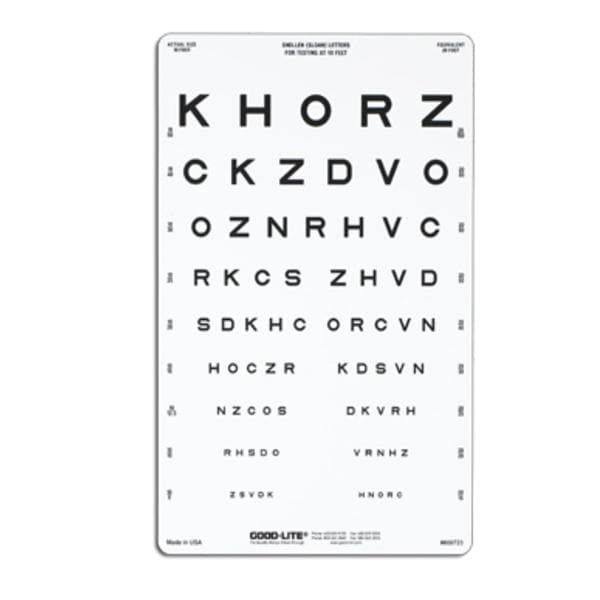Good Chart Vision Testing 10' Testing Distance 14x9" Eachch - Lite Co - 600723