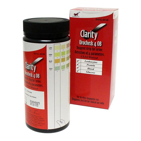 Diagnostic Test Group Clarity 4 OB Urinalysis Test Strips With 4 Parameters CLIA Waived 100/Bx - DTG-4OB