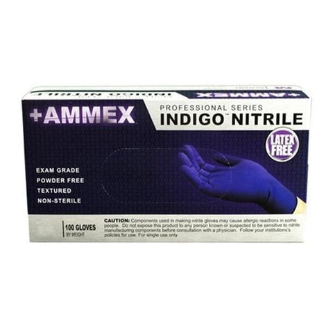 Ammex Corporation Gloves Exam Ammex Powder-Free Nitrile Latex-Free Medium Indigo 100/Bx, 10 BX/CA - AINPF44100