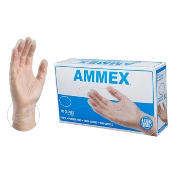 Ammex Corporation Gloves Exam Ammex PF Vinyl Not Made With Natural Rubber Latex Md Clear 100/Bx, 10 BX/CA - VPF64100