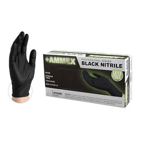 Ammex Corporation Gloves Exam Ammex Powder-Free Nitrile Latex-Free X-Large Black 100/Bx, 10 BX/CA - ABNPF48100