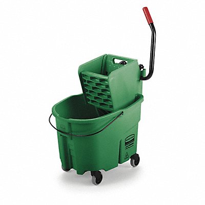 Green Polypropylene Mop Bucket and Wringer 8-3/4 gal.