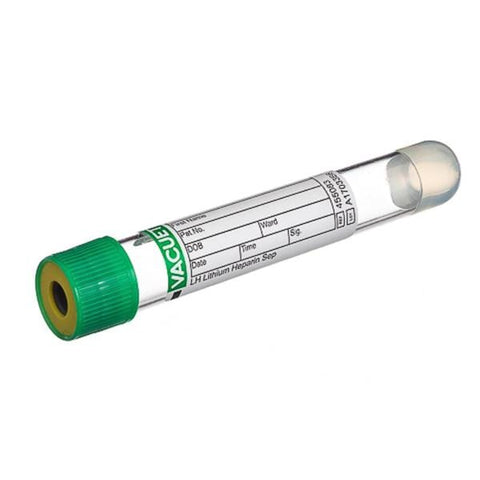 Greiner Vacuette Tube Venous Blood Collection Vacuette 8ml 16x100 Plstc Lthm Hep Grn/Ylw 1200/Ca - 455083P