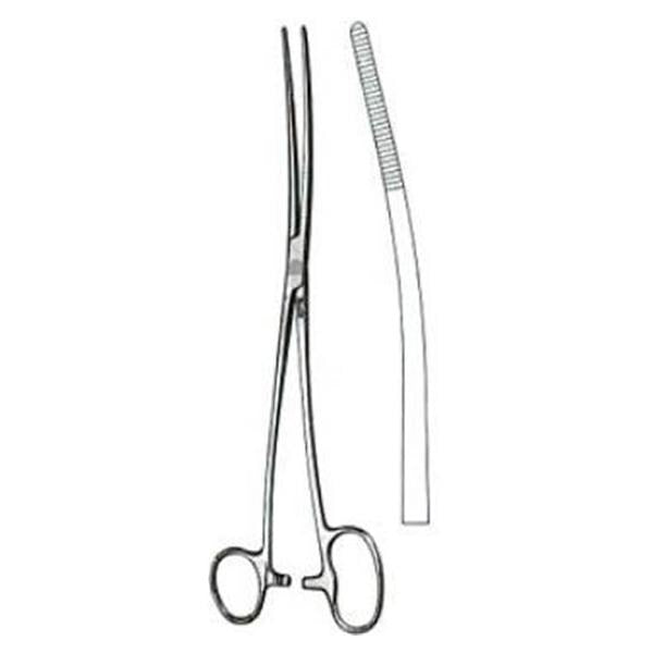 Miltex Forcep Sponge Bozeman 10-1/2" Serrated Double Curve Stainless Steel Each - Integra Miltex - 7-624
