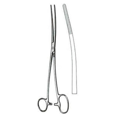 Miltex Forcep Sponge Bozeman 10-1/2" Serrated Double Curve Stainless Steel Each - Integra Miltex - 7-624