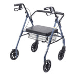 Heavy Duty Bariatric Walker Rollator with Large Padded Seat, Blue - FE-43-1903