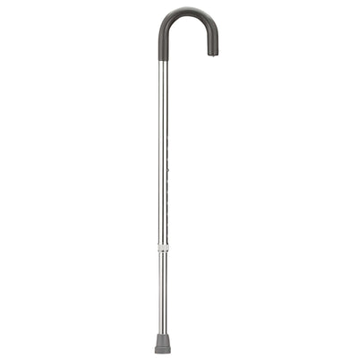 Curved handle adjustable aluminum cane, 29 - 38", silver, 6 each