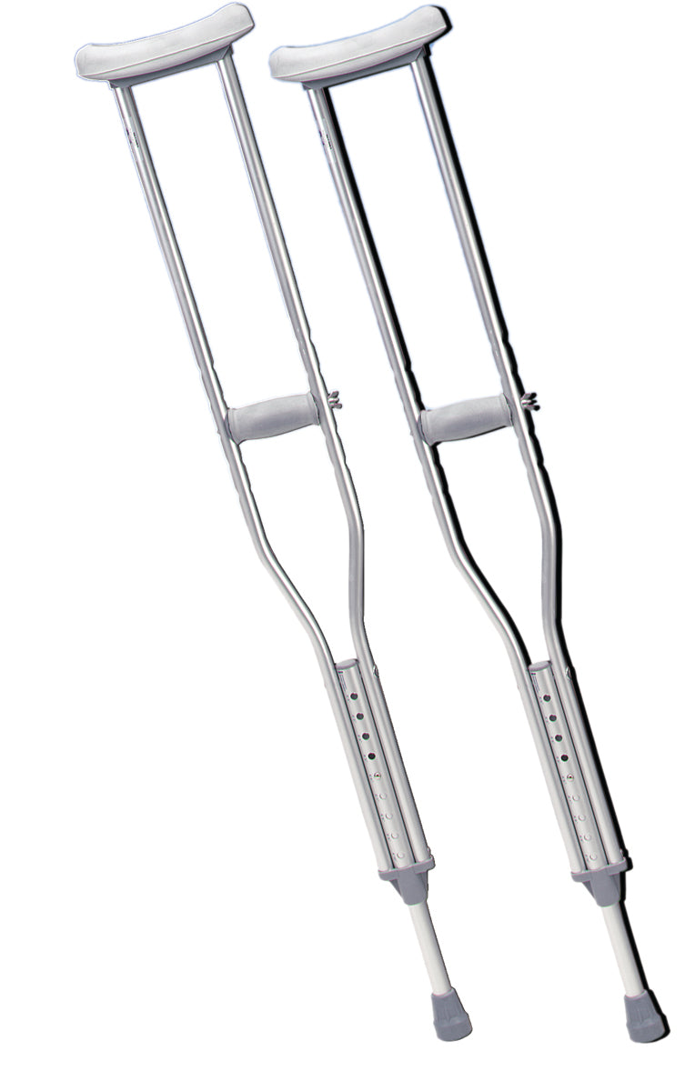 Underarm adjustable aluminum crutch, adult (5' 0" - 6' 2"), 8 pair