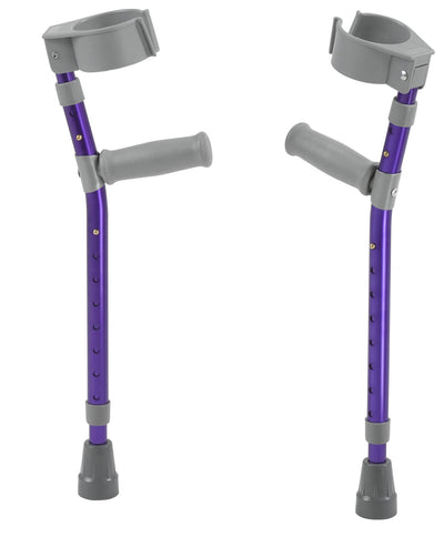 Pediatric forearm crutches, pair, small (15" to 22" grip height), purple