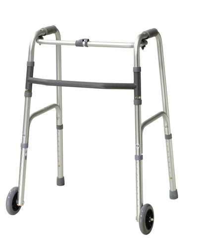 Folding 2-button walker, 5" wheel-glides, adult, 1 each 