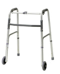 Folding 2-button walker, 5" wheels-glides, adult, case of 4