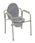 Commode with fixed arms, steel, adjustable height, 1 each 