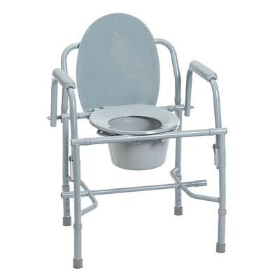 Commode with drop arms, deluxe steel, 19-23" height, 2 each