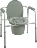 Three-in-One Steel Commode with Plastic Armrests