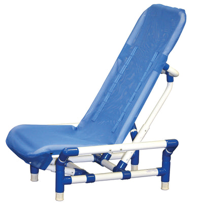 Reclining bath chair with safety harness, Medium, beach bubble blue
