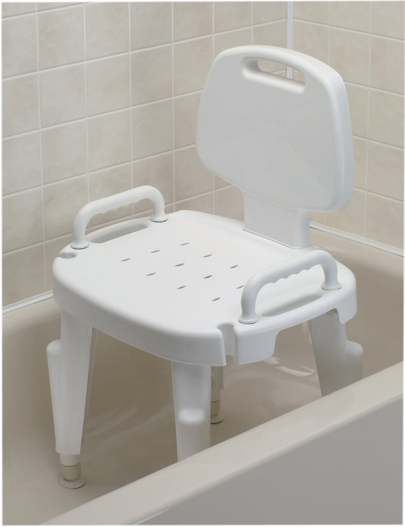 Adjustable shower seat with arms and back 