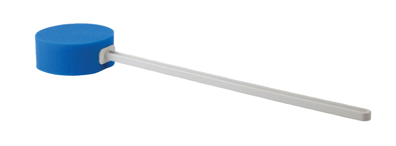 Back scrubber, 22 inch straight handle, 5 inch round sponge 