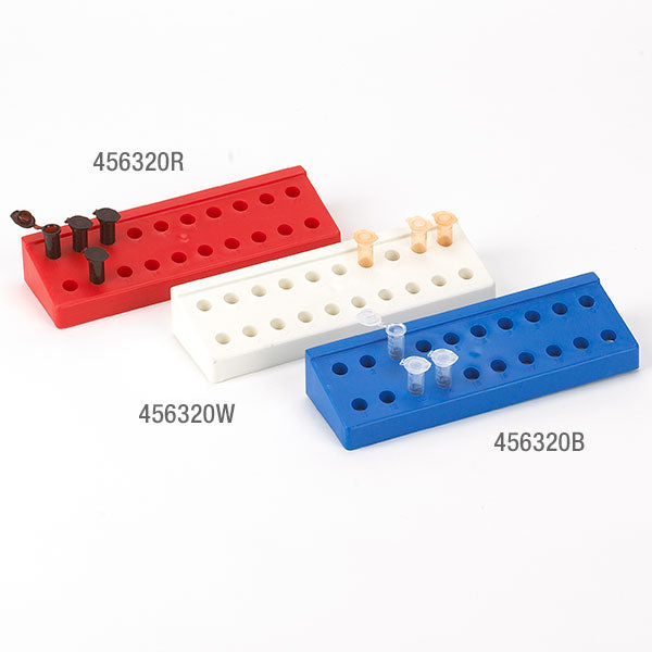 Globe Scientific Rack for 1.5mL and 2.0mL Microcentrifuge Tubes, Reinforced PP, 20-Place