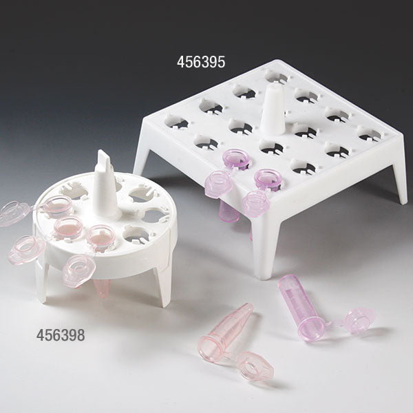 Globe Scientific Float Rack for 1.5mL Microcentrifuge Tubes, Round, 8-Place, 65mm Diameter, White - GS-456398