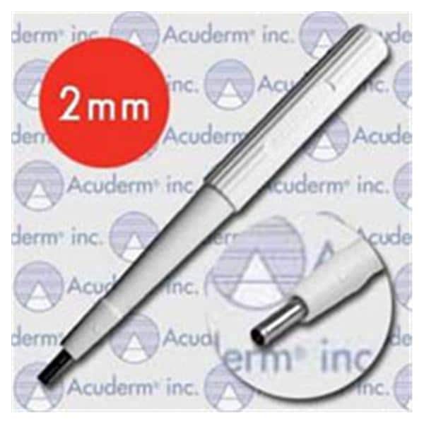 Acuderm, Inc Biopsy Punch Dermal Acu-Punch 2mm Ribbed Hollow Handle SS Bld Disp Strl 50/Bx - P250