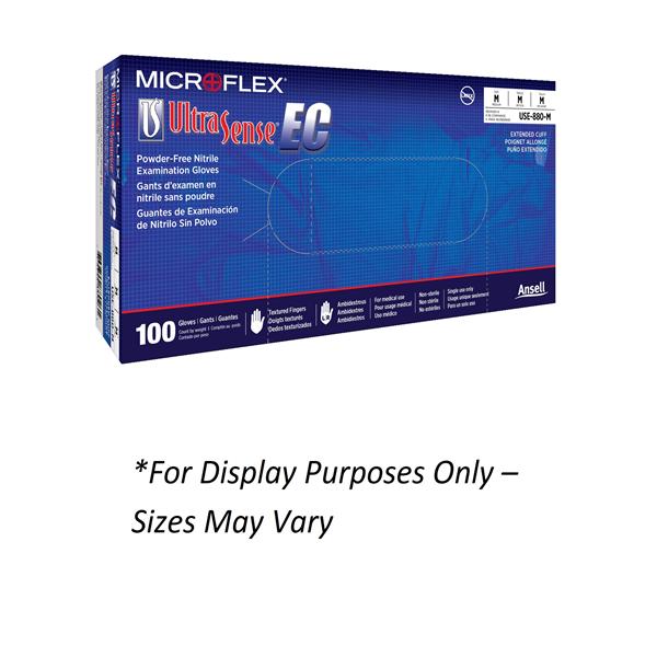 Microflex Inc Gloves Exam UltraSense EC Powder-Free Nitrile Latex-Free Large Blue 100/Bx, 10 BX/CA - USE-880-L